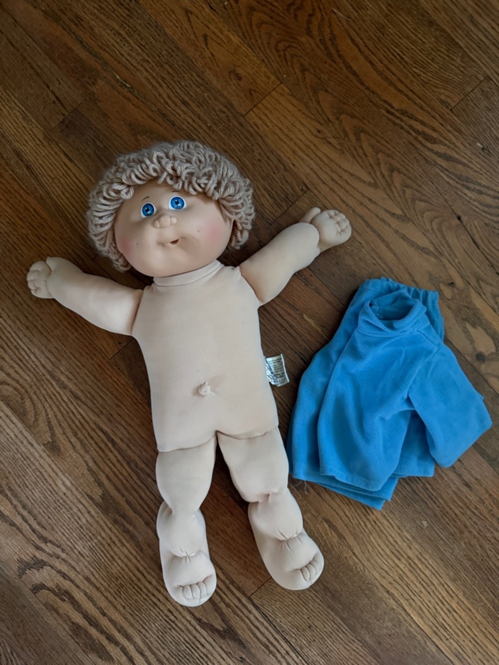 Cabbage Patch Kids Doll with Blue Outfit - Soft Plush Kids Toy 1982
